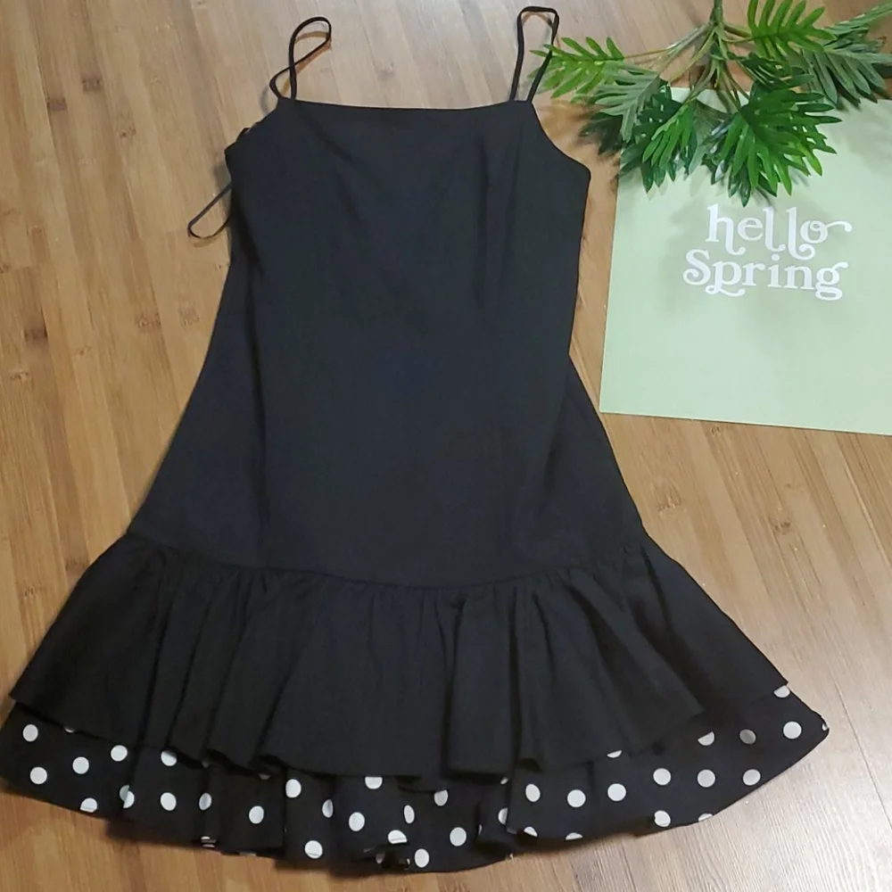 J. CREW FAILLE DRESS black and white polka dots